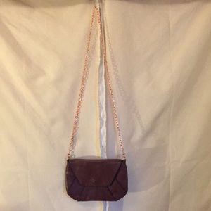 Kooba burgundy leather crossbody rose gold chain
